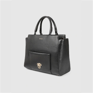 Black Textured Handheld Bag