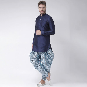 " Men Blue Printed Dhoti "