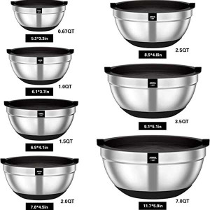 Mixing Bowls with Airtight Lids, 20 piece Stainless Steel Metal Nesting Bowls